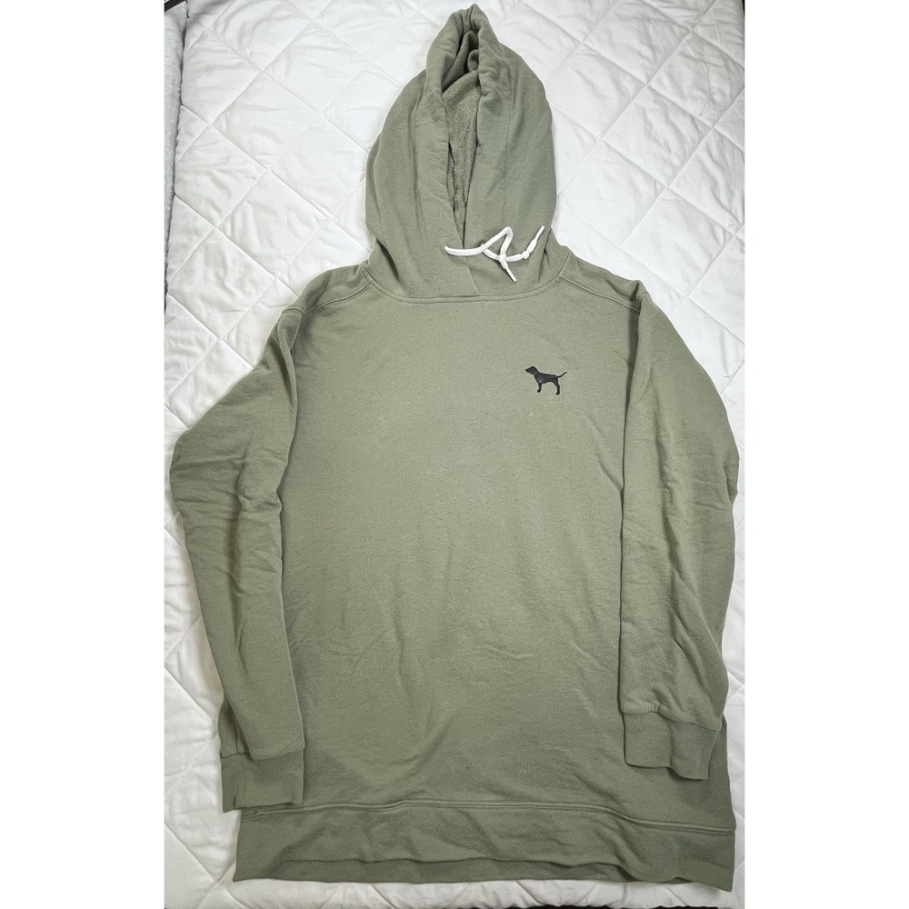 Victoria's Secret PINK Sage Green Hoodie Pullover Sweatshirt Dog Logo Women's L